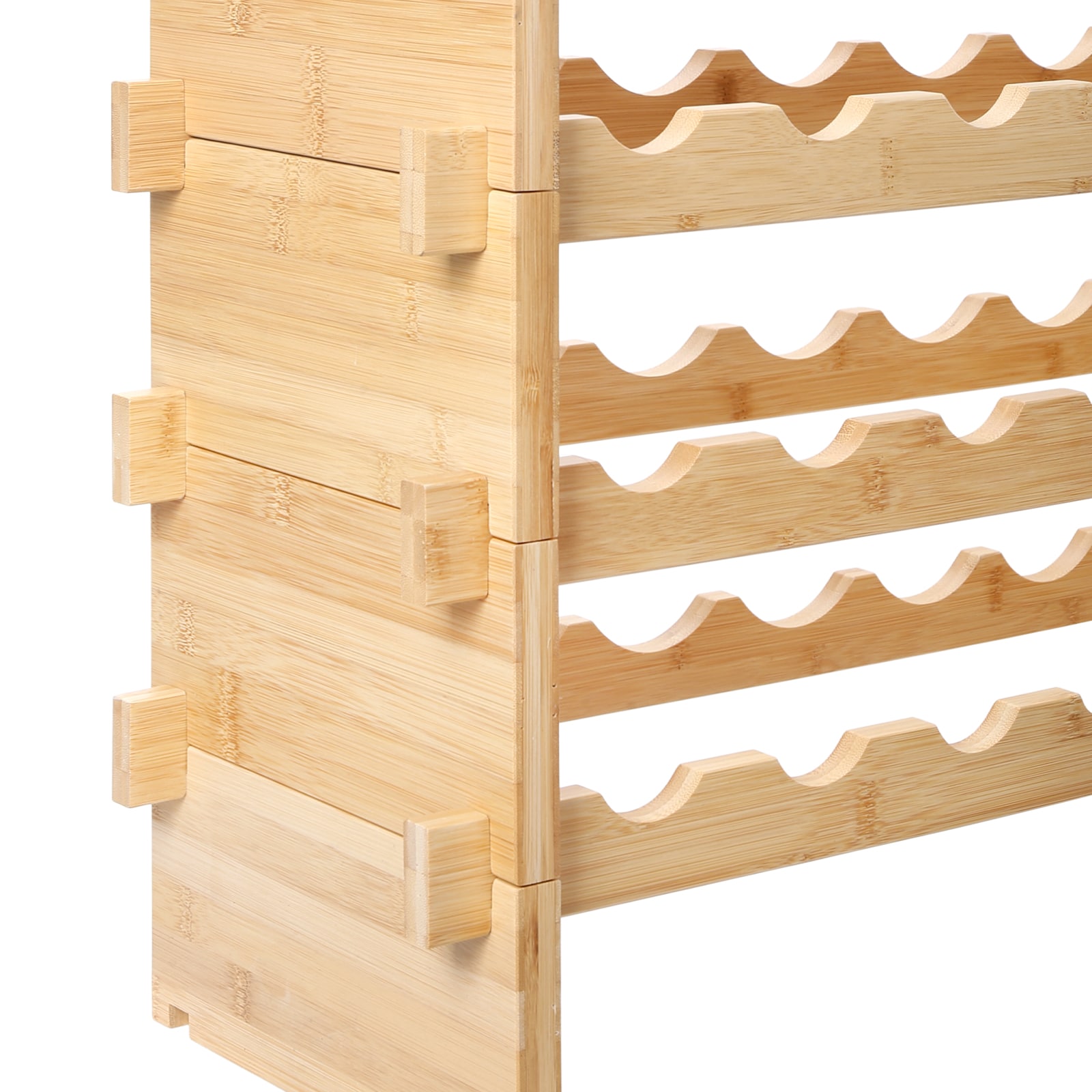 72 Bottle Stackable Modular Wine Rack Bamboo Wood Display Shelf 8-Tier_voghion.com